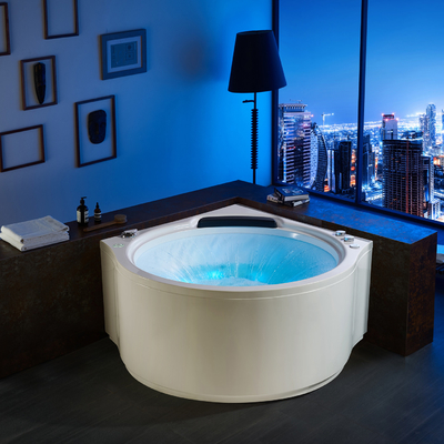 Double Whirlpool Freestanding Soaking Bathtub Color Round Shape