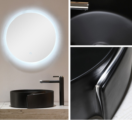 Oval Ceramic 9L Sanitary Ware Basin Matte Black Bathroom Bowl Sinks