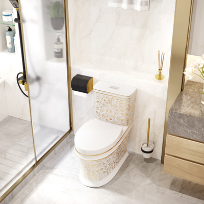 Bathroom WC Round Sanitary Ware Toilet Bowl Ceramic Golden Color