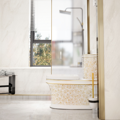 Bathroom WC Round Sanitary Ware Toilet Bowl Ceramic Golden Color