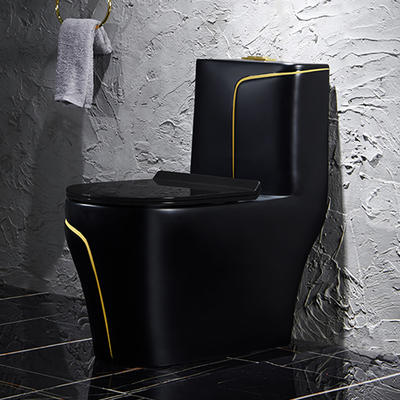 Black Toilet Siphon Flushing Sanitary Ware Toilet