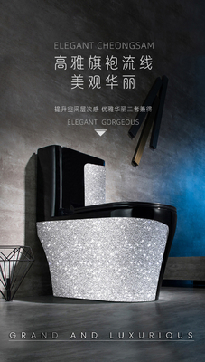 Luxury Ceramic Washdown Round One Piece Toilet Black Sliver Colored