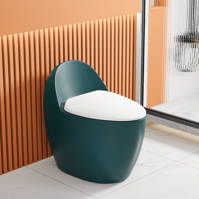 Green Egg Shaped S Trap ADA Comfort Height Toilet Siphon Jet Flushing
