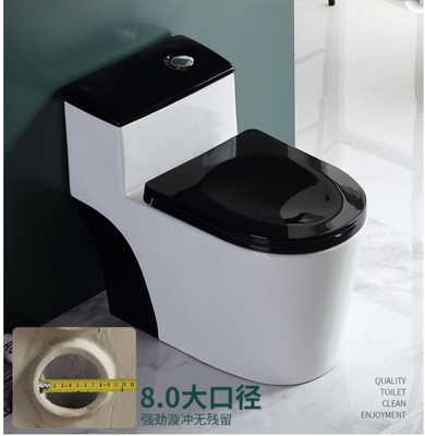Siphon Flushing Sanitary Ware Toilet White Black Classic Style