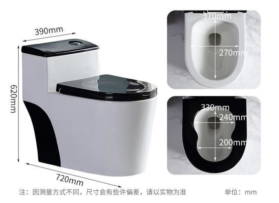 Siphon Flushing Sanitary Ware Toilet White Black Classic Style