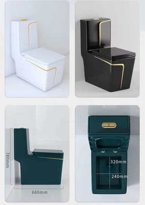 300mm 400mm Roughing In Sanitary Ware Toilet Luxury Green Gold Color