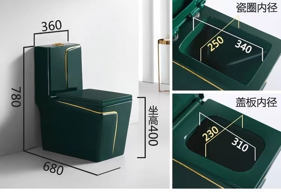 300mm 400mm Roughing In Sanitary Ware Toilet Luxury Green Gold Color