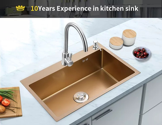 Top Mount Stainless Steel Kitchen Sinks Handmade Polished Surface