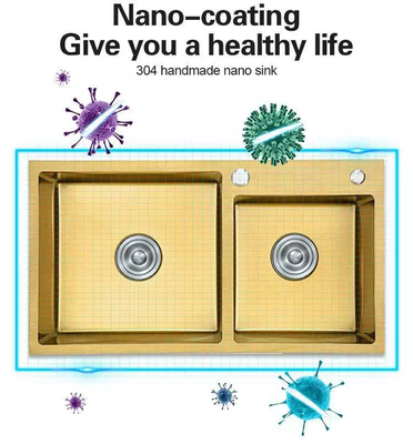 Gold 304 Stainless Steel Kitchen Sinks Acid Alkali Oxidation Resistance