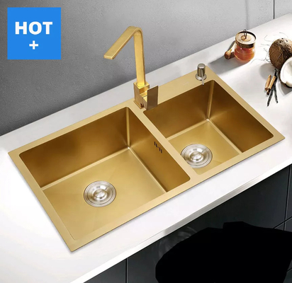 Gold 304 Stainless Steel Kitchen Sinks Acid Alkali Oxidation Resistance