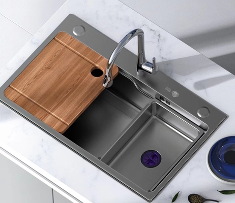 Thickness 3.5mm Handmade Workstation Kitchen Sink With Cutting Board