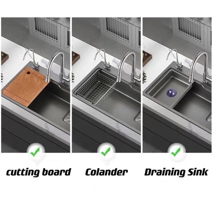 Thickness 3.5mm Handmade Workstation Kitchen Sink With Cutting Board