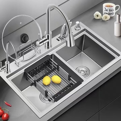 Square 680*450mm Undermount Bar Sink Double Bowl For Kitchen Laundry
