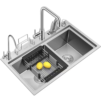 Square 680*450mm Undermount Bar Sink Double Bowl For Kitchen Laundry