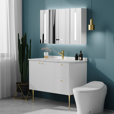 Width 23.6in 47.2in Solid Wood Bathroom Cabinets Mirrored Waterproof