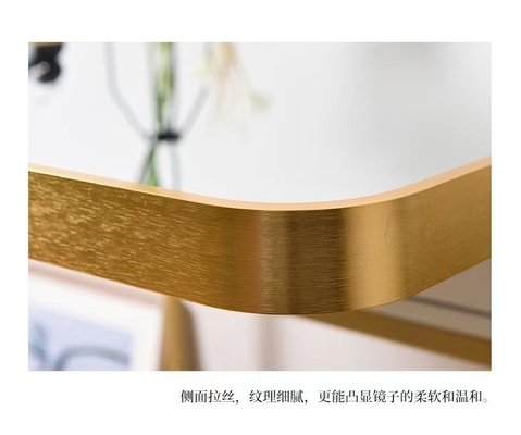 Rectangle Aluminum Framed LED Bathroom Mirrors Metal Matt Gold Color