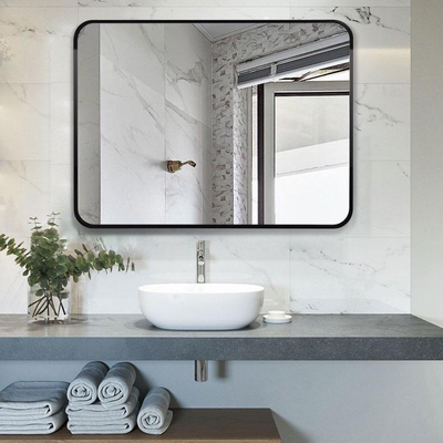 Rectangle Aluminum Framed LED Bathroom Mirrors Metal Matt Gold Color