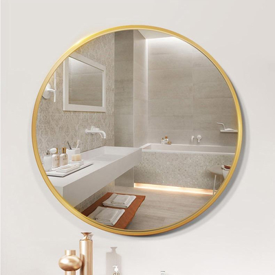 Hanging Gold LED Backlit Living Room Wall Mirror Customize Decoration