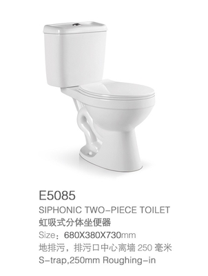 P Trap Wash Down 2 Piece Western Toilet Dual Flush Close Coupled WC