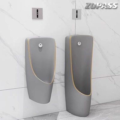 One Piece Back Spud Wall Mounted Urinal Bowl Grey Gold Color