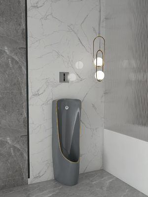 One Piece Back Spud Wall Mounted Urinal Bowl Grey Gold Color