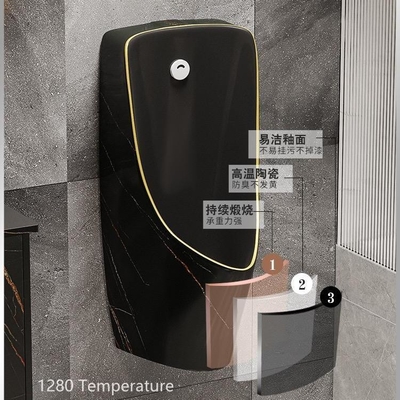 Commercial Bathroom Public Toilet Urinal Marble Black Gold Color