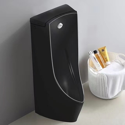 Matte Black Back Spud Floor Standing Urinal Auto Sensor Flushing