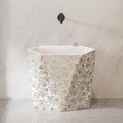 Household Rectangular Ceramic Mop Sink Small Countertop Mounted Type