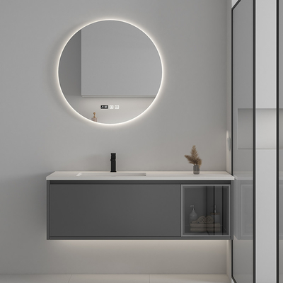 3 Doors Solid Wood Bathroom Cabinets With Touch Screen LED Mirror