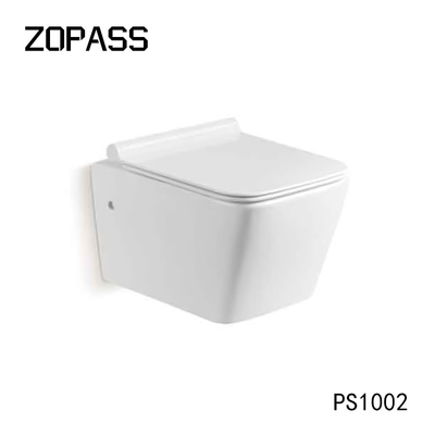 White Color Compact Rimless Wall Hung Toilet Gravity Flushing