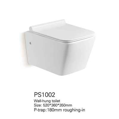 White Color Compact Rimless Wall Hung Toilet Gravity Flushing