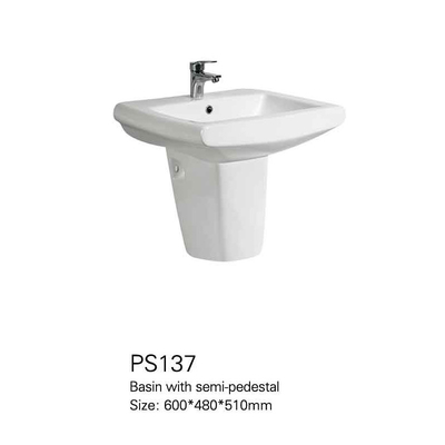 Factory Direct Hand Wash Wall Hung Basins Ceramic Semi Pedestal Basin For Bathroom