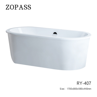 Oval Shaped Free Standing Bathtubs Solid Surface Artificial Stone