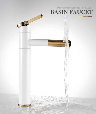 Single Handle Brushed Brass Sanitary Ware Faucet For Bathroom Basin