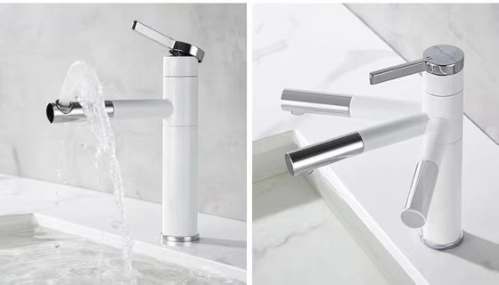 White Silver Plated Flexible Kitchen Faucet Brass Basin Mixer Taps