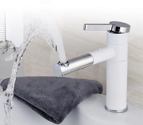 White Silver Plated Flexible Kitchen Faucet Brass Basin Mixer Taps