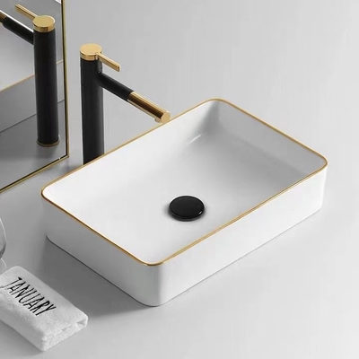 Waterfall Black Basin Faucet With Golden Handle Hot And Cold Mixer
