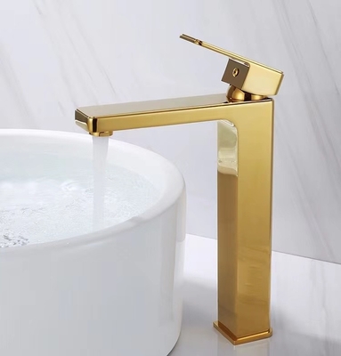 Polished Golden Brass Sanitary Ware Faucet Single Handle Wash Basin Tap