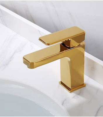 Polished Golden Brass Sanitary Ware Faucet Single Handle Wash Basin Tap