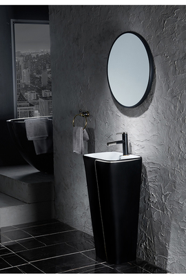 Ceramic 525*430*860mm Sanitary Ware Basin One Piece With Black Toilet