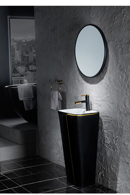 Ceramic 525*430*860mm Sanitary Ware Basin One Piece With Black Toilet