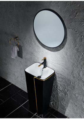 Ceramic 525*430*860mm Sanitary Ware Basin One Piece With Black Toilet