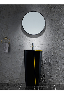 Ceramic 525*430*860mm Sanitary Ware Basin One Piece With Black Toilet
