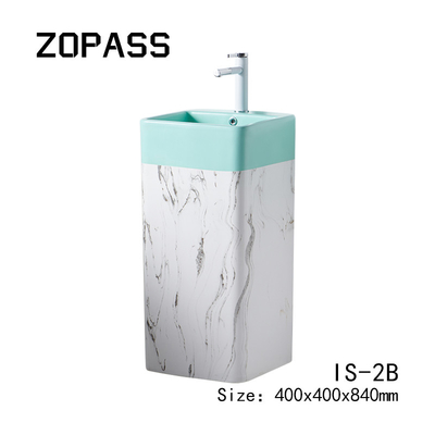 Self Cleaning Rectangular Ceramic Wash Basin Pedestal Bathroom Sink