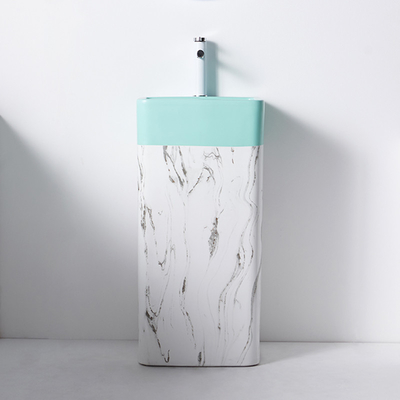 Self Cleaning Rectangular Ceramic Wash Basin Pedestal Bathroom Sink