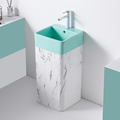 Self Cleaning Rectangular Ceramic Wash Basin Pedestal Bathroom Sink
