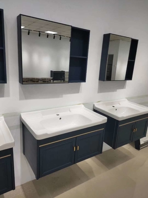 Dark Blue 80cm Wall Mounted Bathroom Vanity Environmental Friendly
