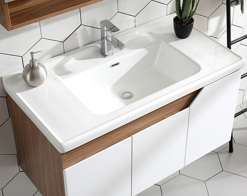 Anti Corrosion Solid Wood Bathroom Cabinet With Mirror Wash Basin