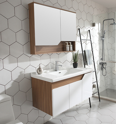 Anti Corrosion Solid Wood Bathroom Cabinet With Mirror Wash Basin
