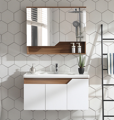 Anti Corrosion Solid Wood Bathroom Cabinet With Mirror Wash Basin